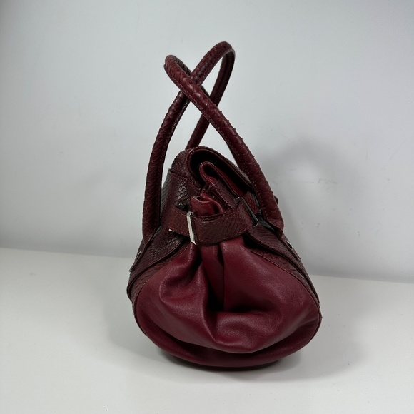 L.K.BENNETT LONDON BURGUNDY RED SNAKESKIN LEATHER  HANDBAG SATCHEL - Picture 4 of 16